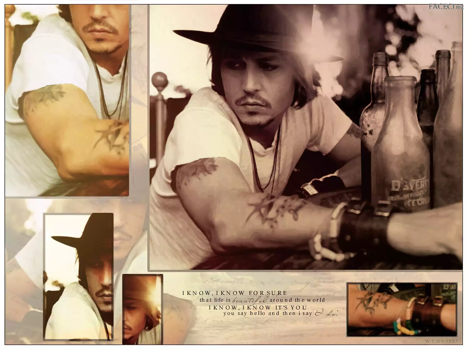 kapelusz, Johnny Depp, butelki